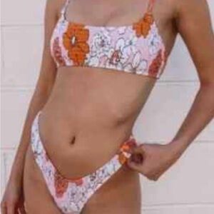 VOLAFA Women's Smocked Ruched Triangle Bikini Print Swimsuit Set 2 Piece